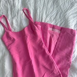 Bright pink long midi dress